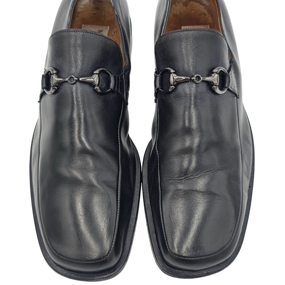 Vintage Mauri Millennium Men Size 13 Black Leather Dress Shoes Italy Bit Loafers - Picture 2 of 11